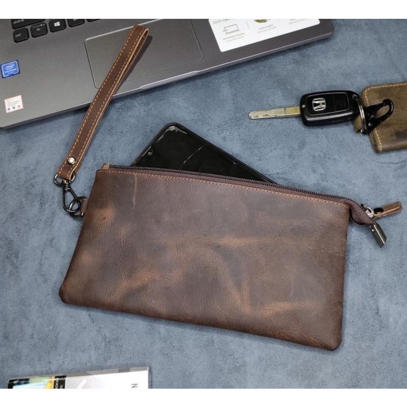 Clutch Dompet Hp Kulit Sapi Asli Crazy Horse