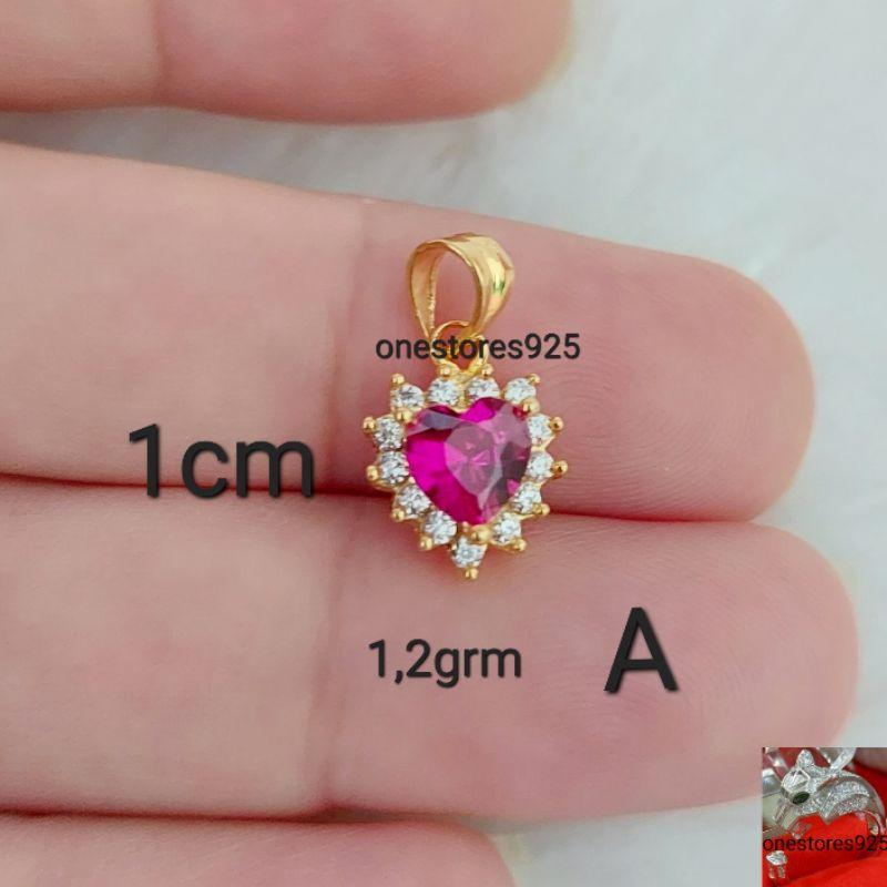 Liontin Batu Merah Hitam Ungu Putih Perak 925 Silver Asli Lapis Emas Kuning