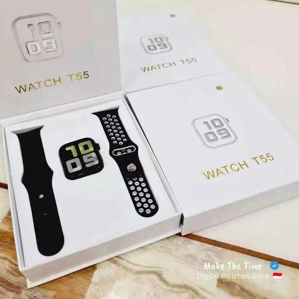sale jam tangan smartwatch t55 dapat 2 tali / t500 / t500+ bluetooth call touchscreen jam tangan pin