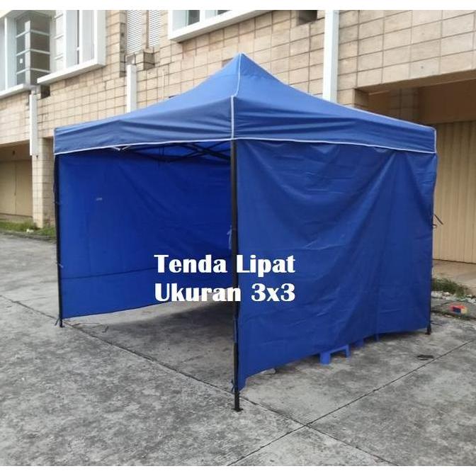 Terlaris Tenda Lipat 3X3 Lengkap Dinding Polos 3 Sisi