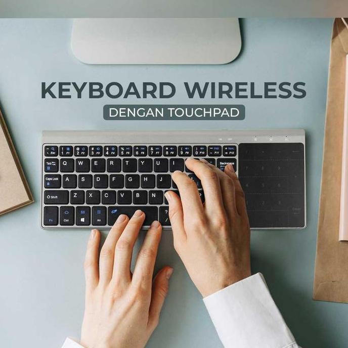 JOVANASHOPID Keyboard Wireless QWERTY dengan Touchpad - Q63 laptop / pc