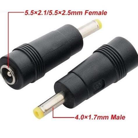SAMBUNGAN JACK DC FEMALE 5.5MM X 2.1MM TO CONVERTER JACK 4.0MM X 1.7MM DC POWER ADAPTER CCTV