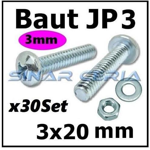 X30 SET BAUT MUR RING M3 X 20 ( JP 3X20MM) BAUT JP M3 3MM 3X20 3X20MM
