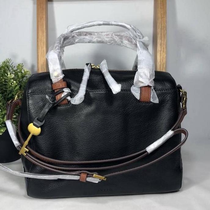 Fossil Rachel black satchel new Wanita Selempang