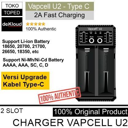 Authentic VAPCELL U2 Fast Charger Battery 2A | 18650 21700 AAA AA