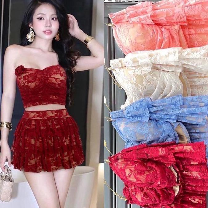 SETELAN KEMBEN ROK MINI ONESET WANITA FASHION IMPORT BANGKOK