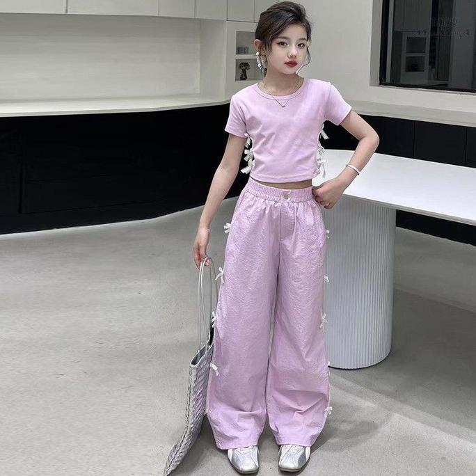 Setelan baju casual anak cewek list pita