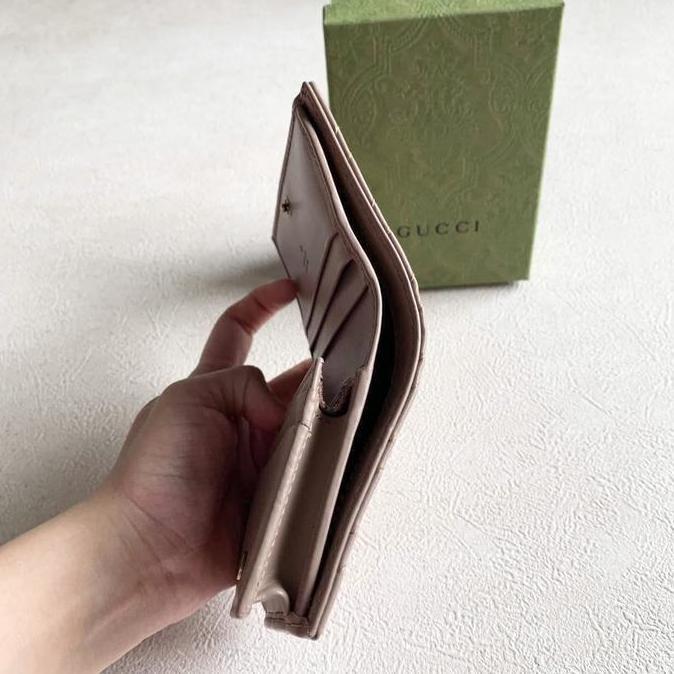 Orinal - GG Gucci Marmont Bifold Compact Wallet Dompet Nude Bee