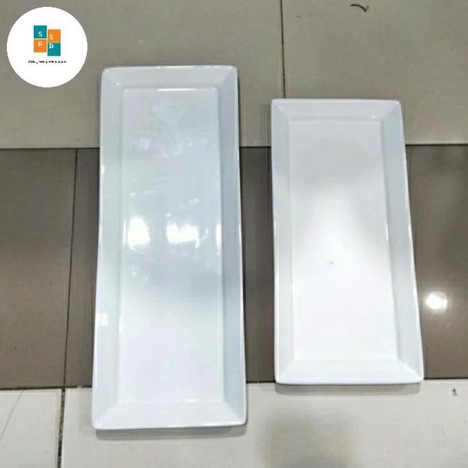 piring saji keramik persegi panjang blanc