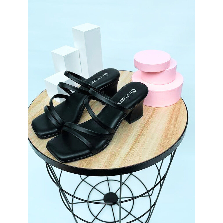 Sandal Heels Wanita Tali Rubby Sandal Heels Hak Tahu 5cm