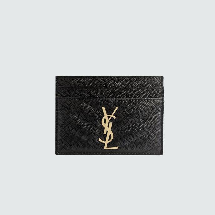 Saint Laurent YSL Card Holder in Black GHW
