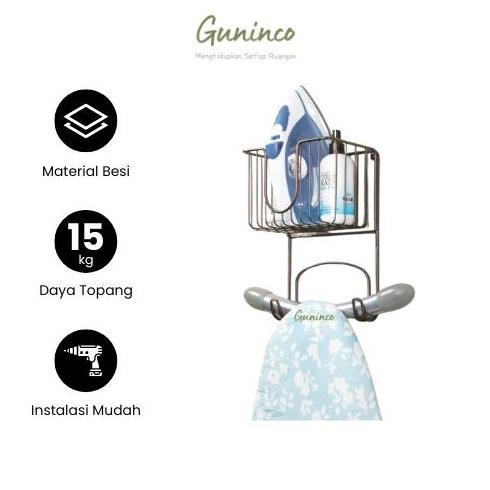 {GUNINCO} RAK SETRIKA Gantung Besi / Rak Setrika Dinding tempel Premium / Tempat Setrika Hemat Tempa