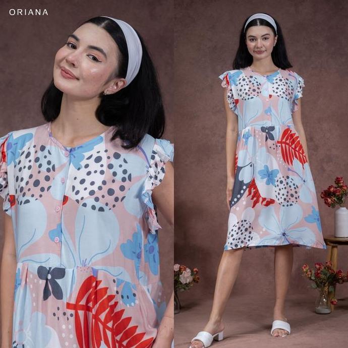 Oriana Homewear Midi Dress Daster Pendek Busui Vinesha Sizing Collection