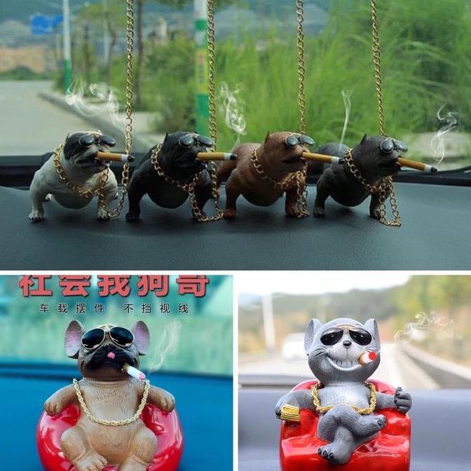 Promo Miniatur Pitbull Pajangan Dashboard Mobil Doggy Smoking Pitbull Pajangan Pitbull Pajangan Anji