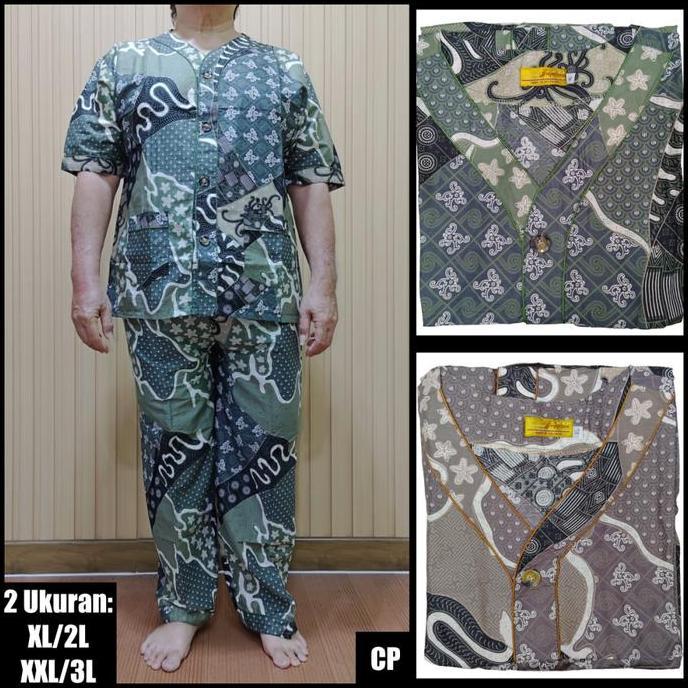 Unik Adelard - Set Piyama Batik Pria Dewasa Ukuran Jumbo Katun Premium Celana Panjang