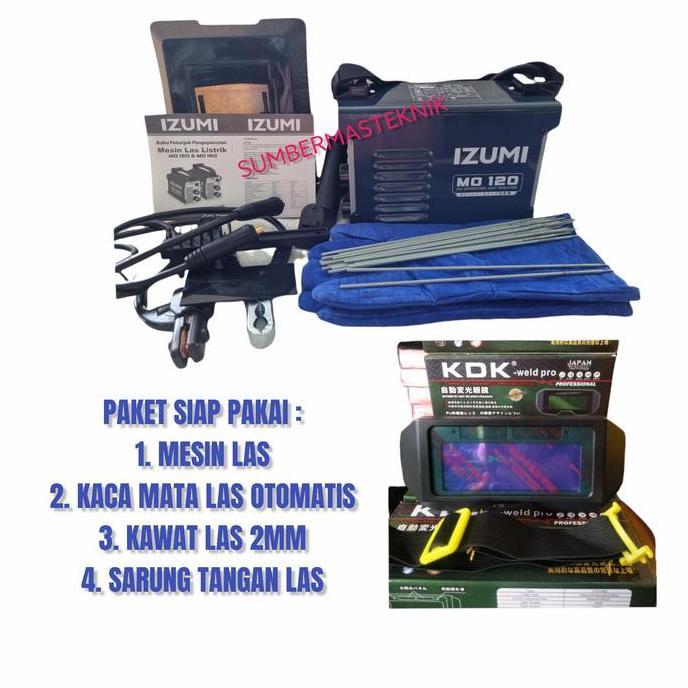 TERBARU - PAKET MESIN LAS TRAVO LAS INVERTER LAS IGBT MMA 120A IZUMI MAX MO 120