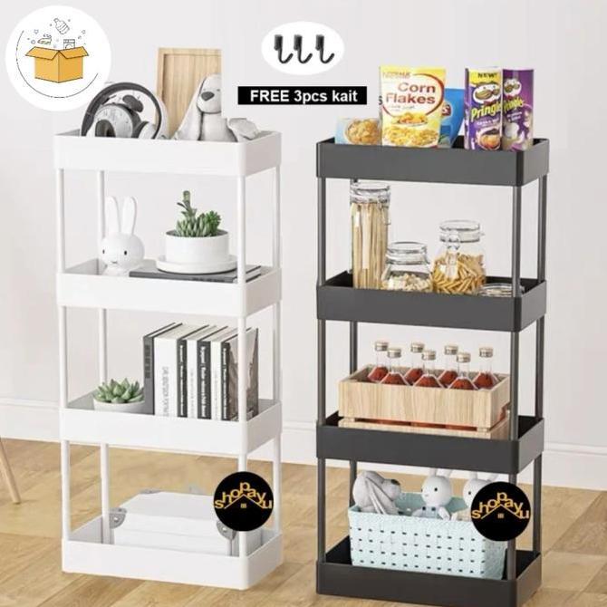 Rak Susun Plastik+Roda/Rak Susun Serbaguna/Rak Dapur/Rak Kamar Mandi/Rak Toilet/Rak Bumbu/Rak Salon/