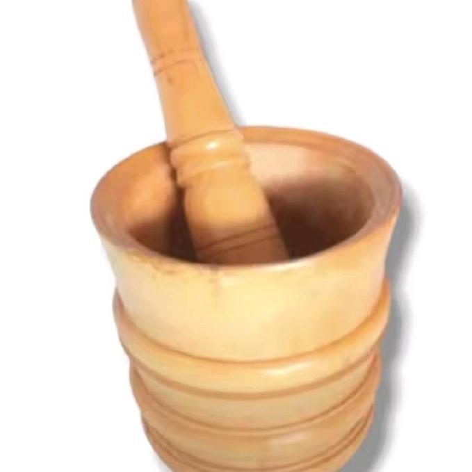 Kithch- Lumpang Kayu Jumbo Besar Kecil Lumpang Kayu Mahoni Lulumpang Kayu Dantumbukan Nya 1 Set Menu