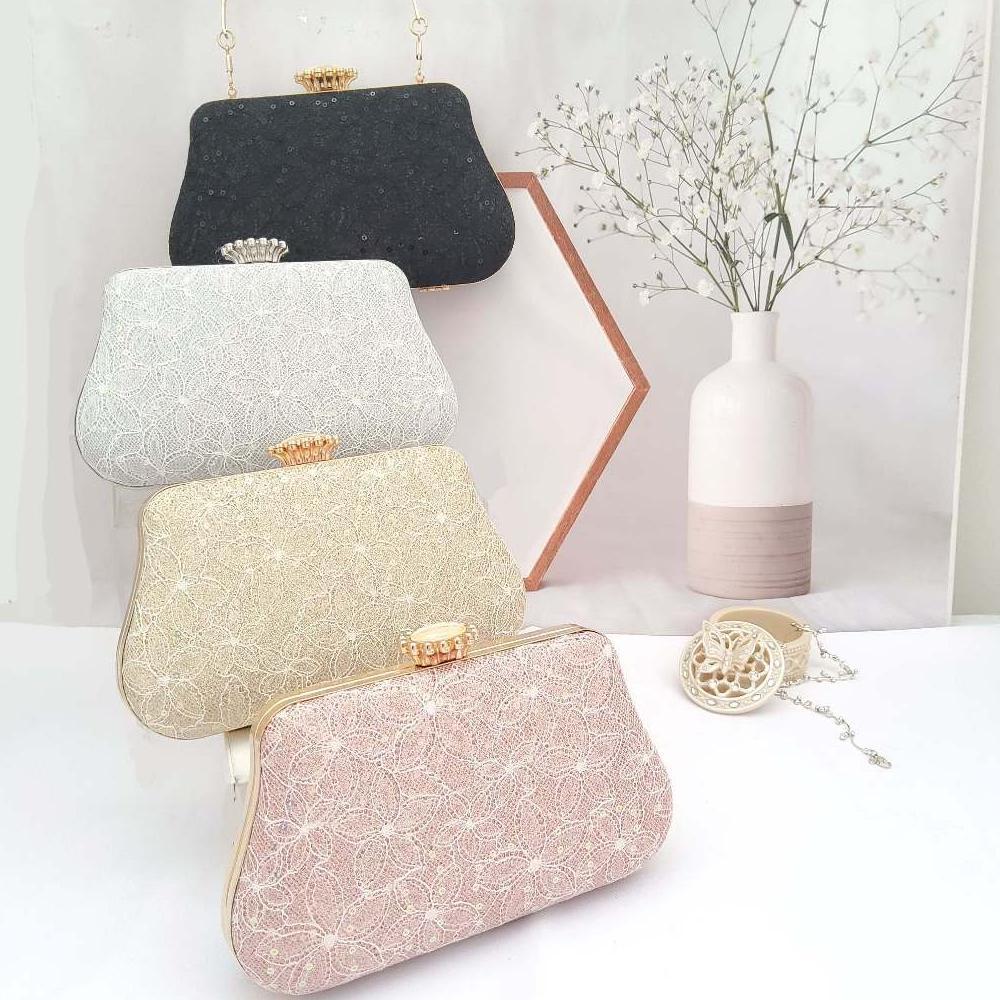 FARNELL - Model Terbaru Clutch Pesta Brukat Tas Pesta Diamond Mewah 26399 Cantik Elegan