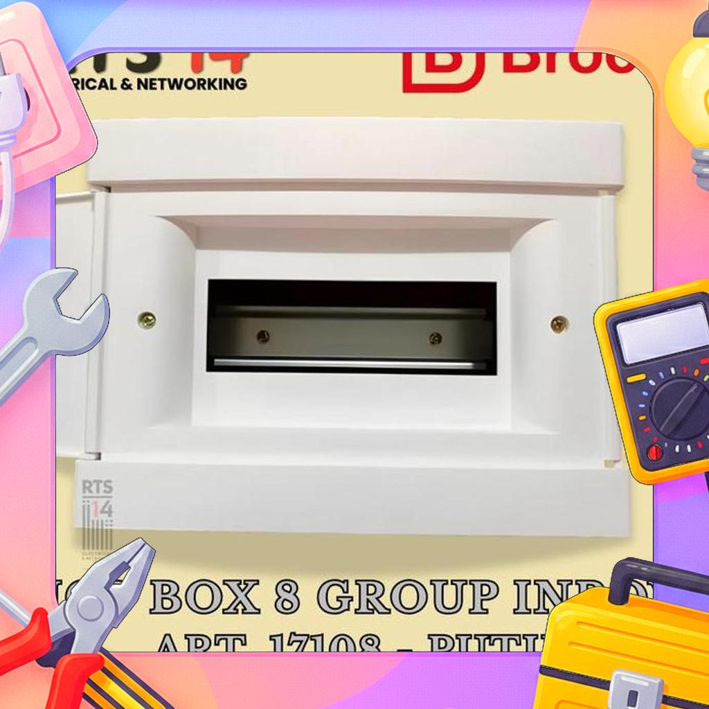 Mcb Box Broco 8 Group Inbow White Art. 17108-55 / Kotak Panel Listrik 8 Slot Tanam Putih Broco