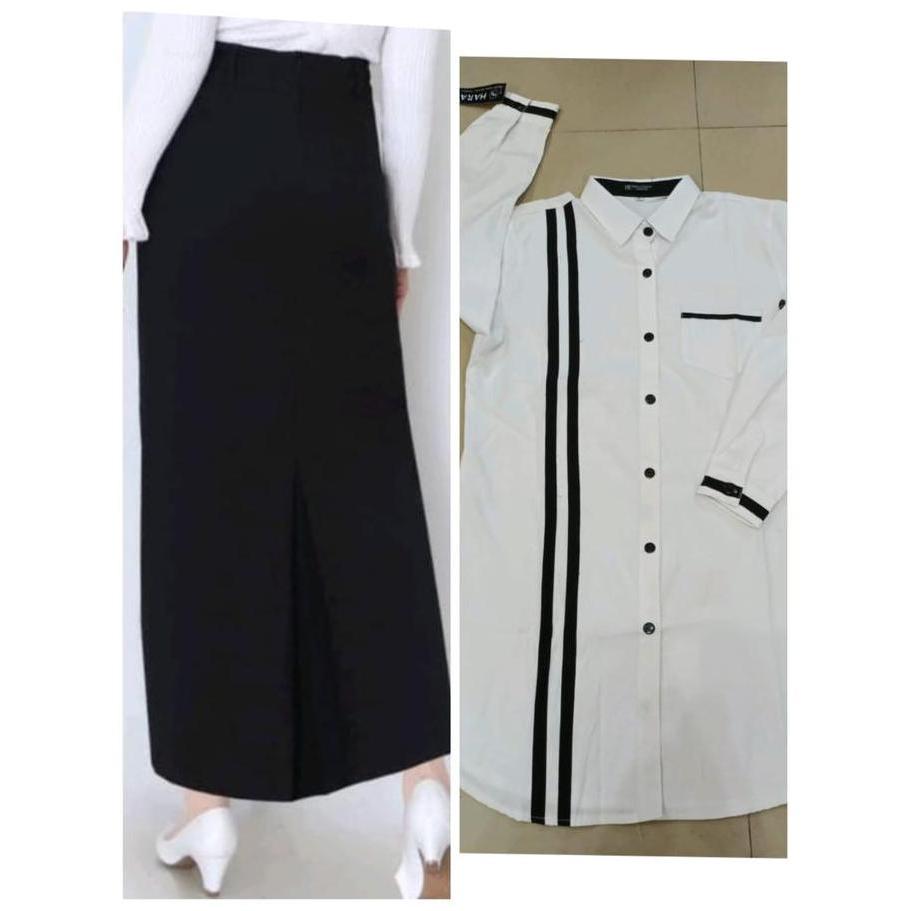 Sofi 6 -Kumpulan One Set Setelan Tunik Putih Lasofie Bahan Katun Putih Atasan Baju Wanita Muslim Pan