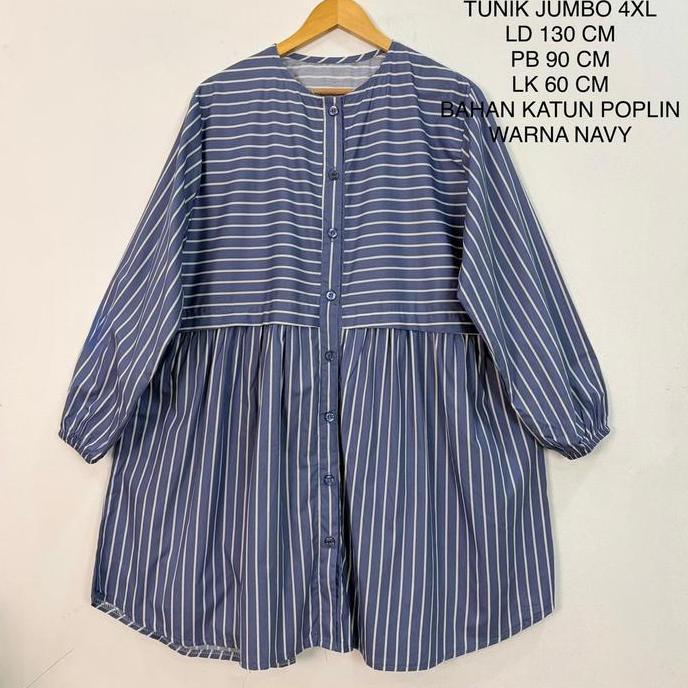 Tunik Jumbo Ld 130 Cm Model Salur Kekinian - Hilya Tunik