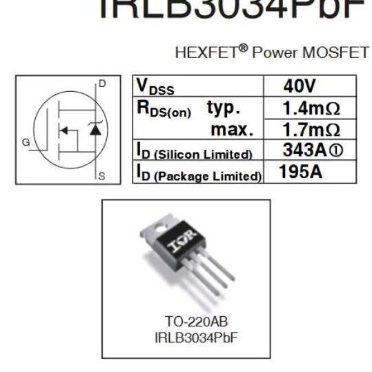 Terpopuler- Mosfet Irlb3034 Irlb 3034 Pbf To220 New Original Strip