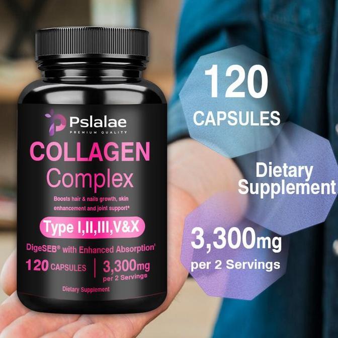 Pslalae - Multi-Collagen Complex - Suplemen Quintuple Collagen Complex - I, Ii, Iii, V, X, Grass-Fed