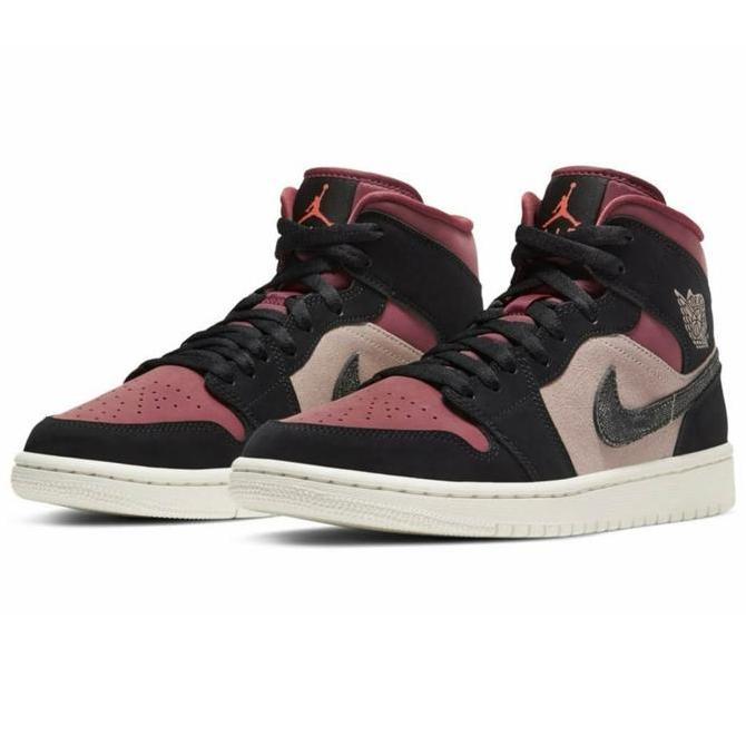 NIKE AIR JORDAN 1 MID BURGUNDY DUSTY PINK