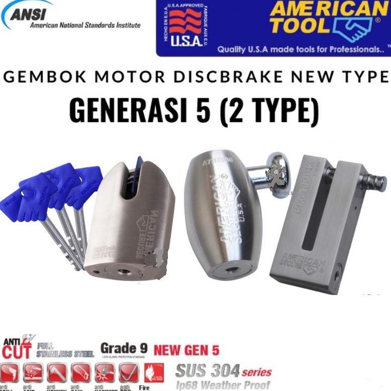 Gembok Cakram Motor Gembok Disc Brake Gembok Motor AMERICAN SECURE Anti Maling