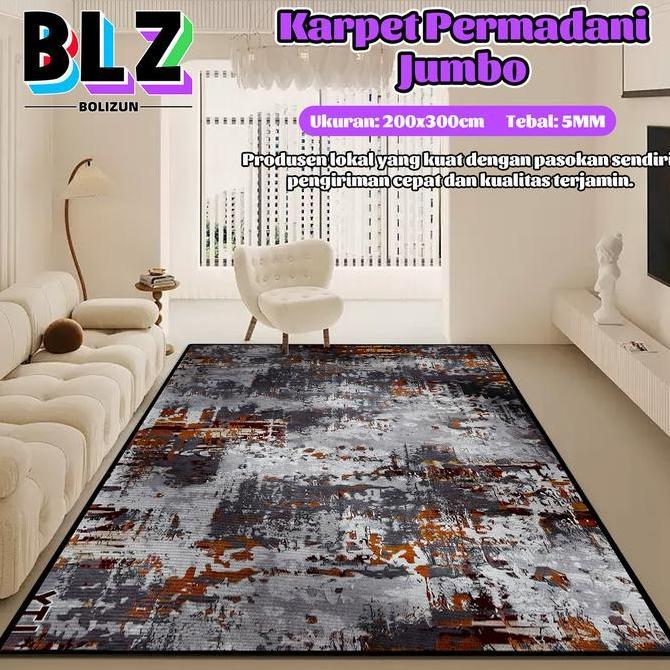 BOLIZUN Karpet Permadani Polyester uk 200x300cm(JUMBO)/Karpet Lantai Bermotif aesthetic kekinian Kar