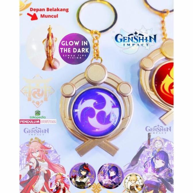 LanjAYa- Gantungan kunci Vision Genshin Impact keychain ELECTRO Inazuma Premium