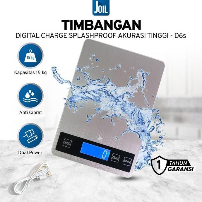 Surf_magandir - Joil Timbangan Dapur Digital 15kg Splashproof Rechargeable Timbangan Kue D6S