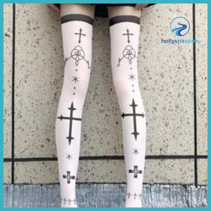 (ORI) KAOS KAKI GOTHIC PUNK KAOS KAKI ANIME KNEE HIGH SOCKS KAOS KAKI STOCKING PANJANG KECANTIKAN PE
