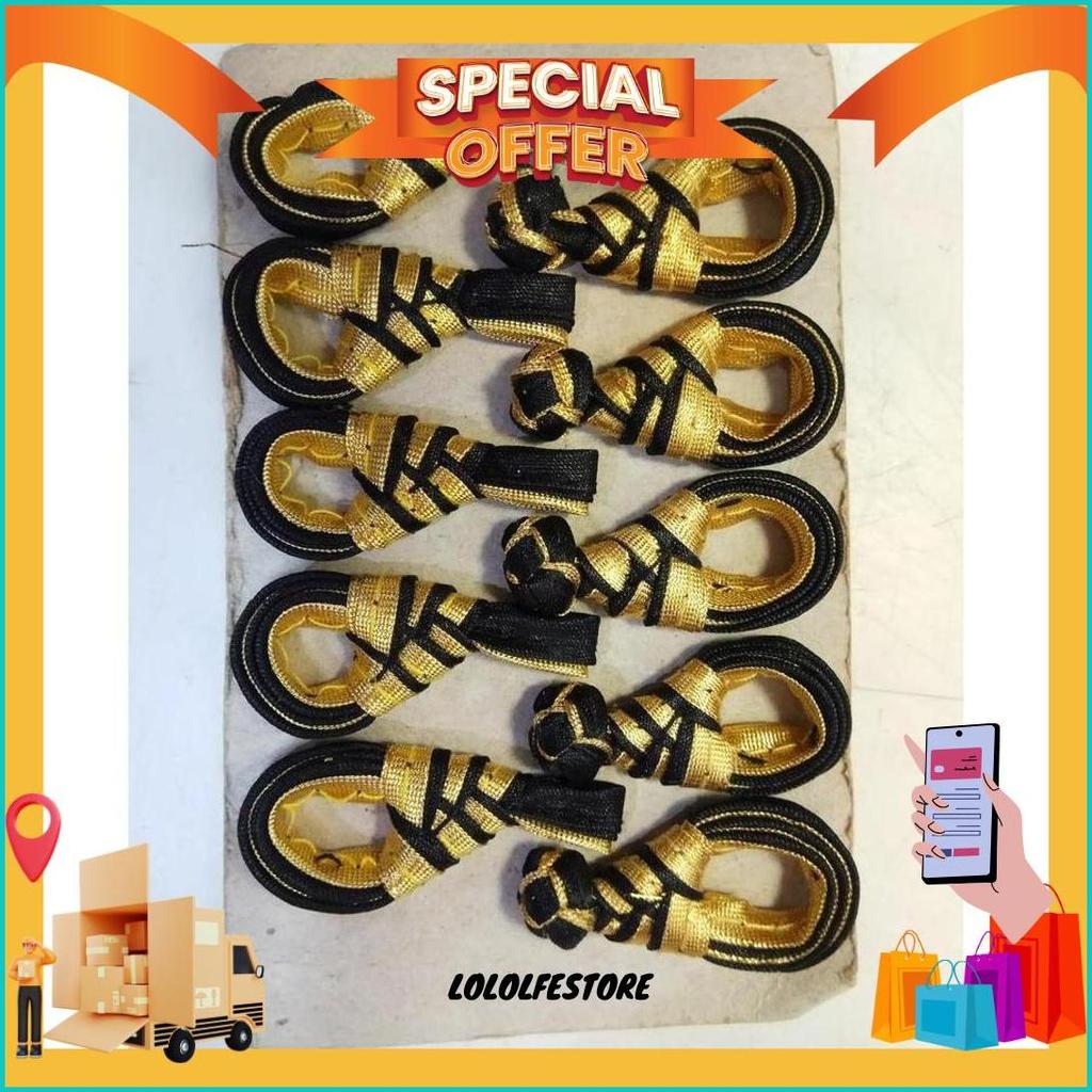 Kancing Baju Cheongsam Hitam Gold Emas Kuncir Gratis Ongkir