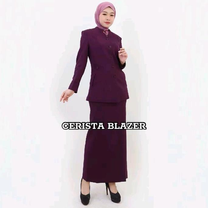 Seragam Blazer Ungu Tua set Rok (273)