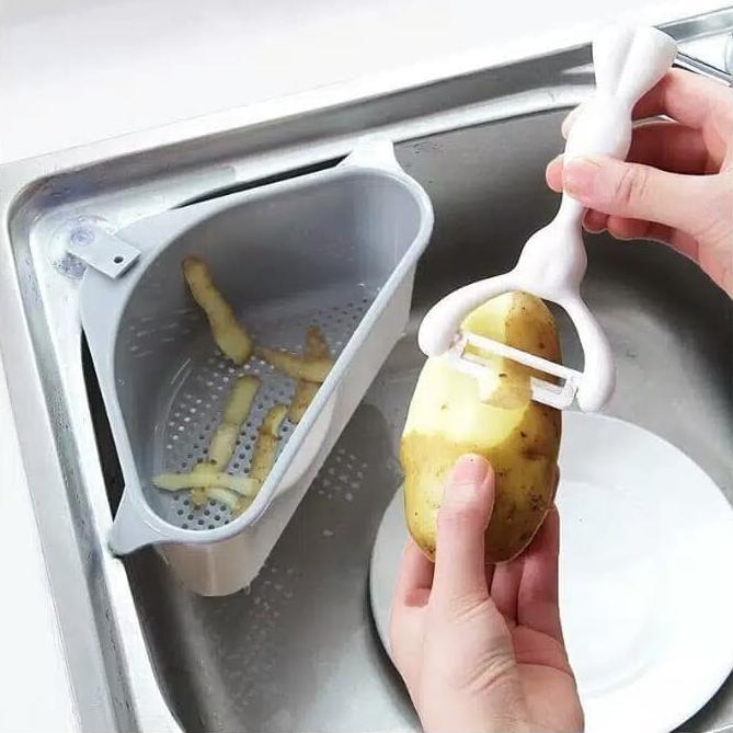 PREMIUM` OFFICIAL TERLARIS - Rak Sudut Wastafel Segitiga Saringan Cuci Piring /Tempat Spon Sabun/ Te