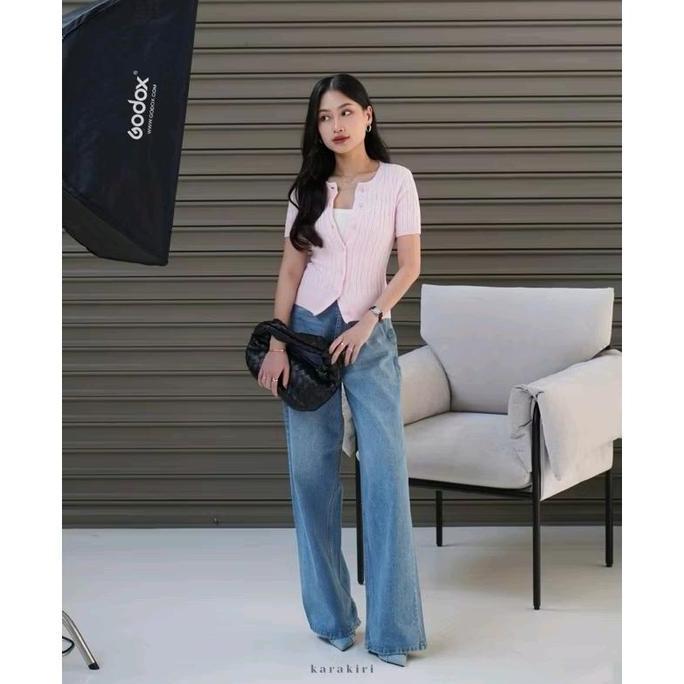 karakiri - Carol Cable Knit Cardan Shortsleeve