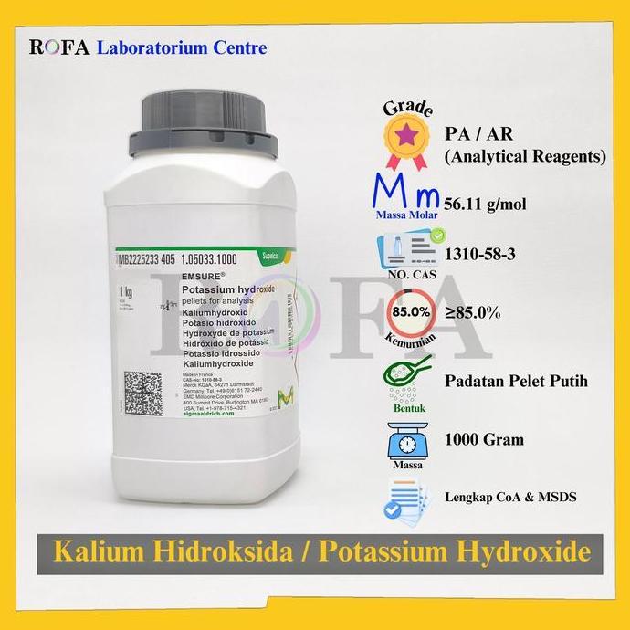 NEW Kalium Hidroksida / Potassium Hydroxide / KOH Pro Analis Merck 1000 Gram