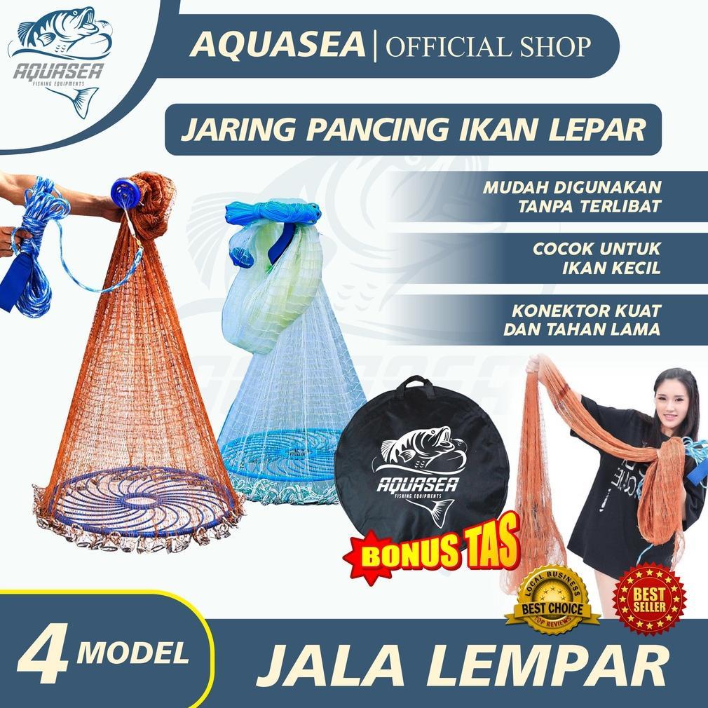 READYGan- AQUASEA Jala Lempar Penangkap Ikan Udang 4 Model Panjang 10m dengan Piring Bulat Terbaru &