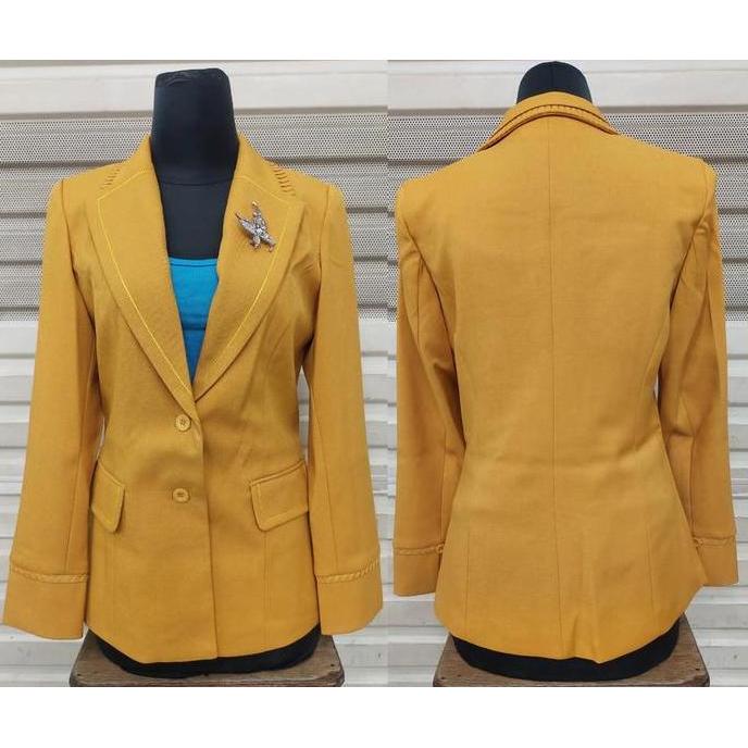 Atasan Blazer kerja kantor wanita warna abu tua, kuning, putih, coklat tua, pink dusty dan ungu tua 