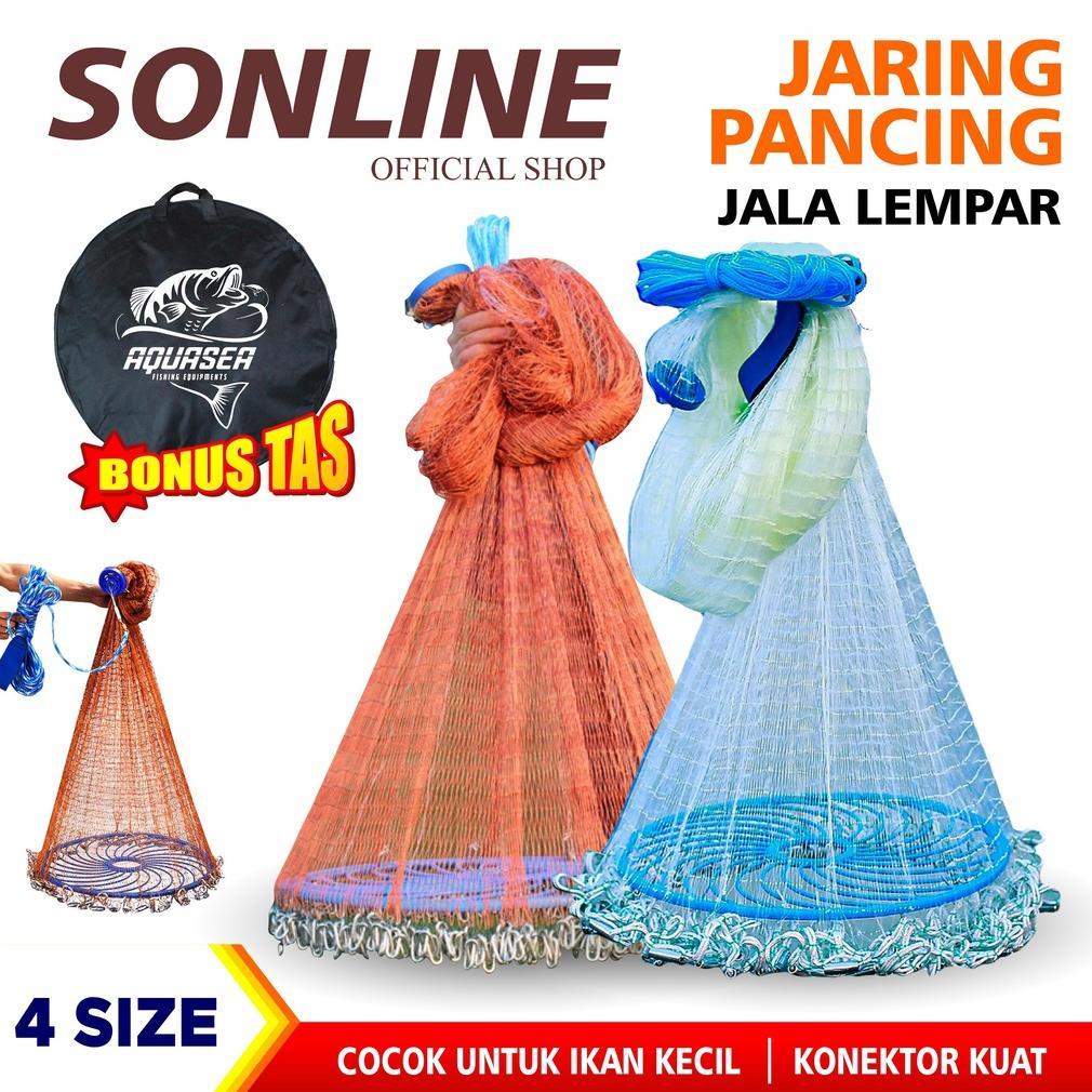 READYGan- SONLINE  Jala Lempar Penangkap Ikan Udang 4 Model Panjang 10m dengan Piring Bulat Terbaru 