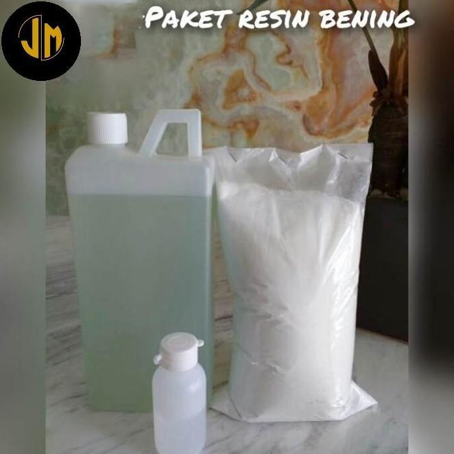 Paket Resin Bening Katalis Talk Powder Mbal Nat Marmer Granit Kerajinan Lem
