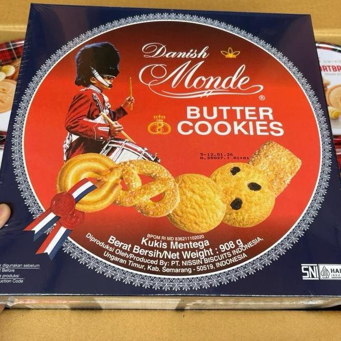Agen distributor makanan ringan hampers lebaran snack biskuit monde butter cookies kaleng besar jumb