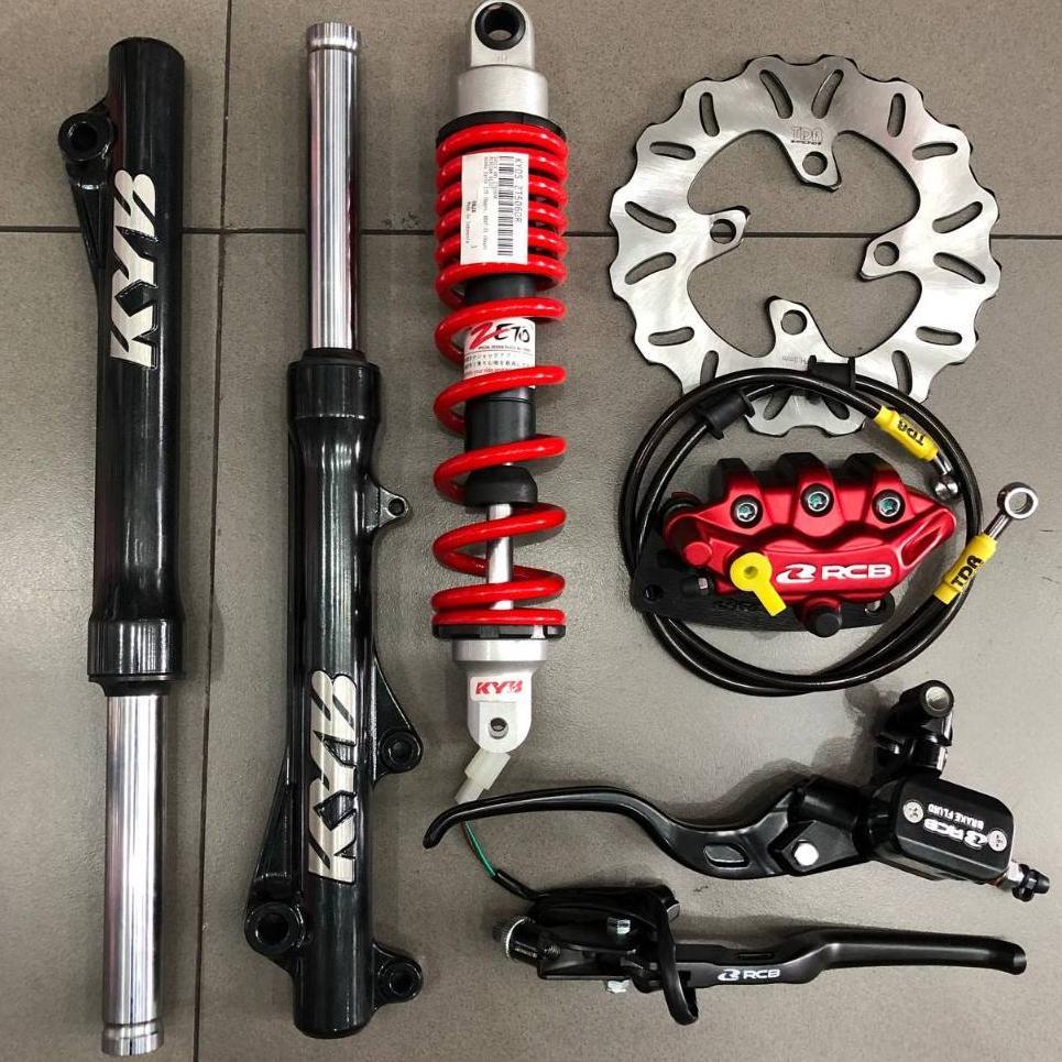 Paketan Master Rem RCB E3 Kotak 14mm set kanan kiri+Shock Shockbreaker Depan Belakang KYB Zeto 310mm