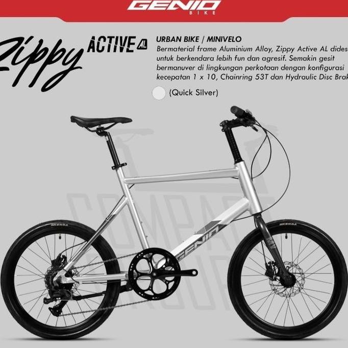 Promo Sepeda Minivelo Genio Zippy Active AL 10 speed Rem Hidrolik (20 Inch) Diskon