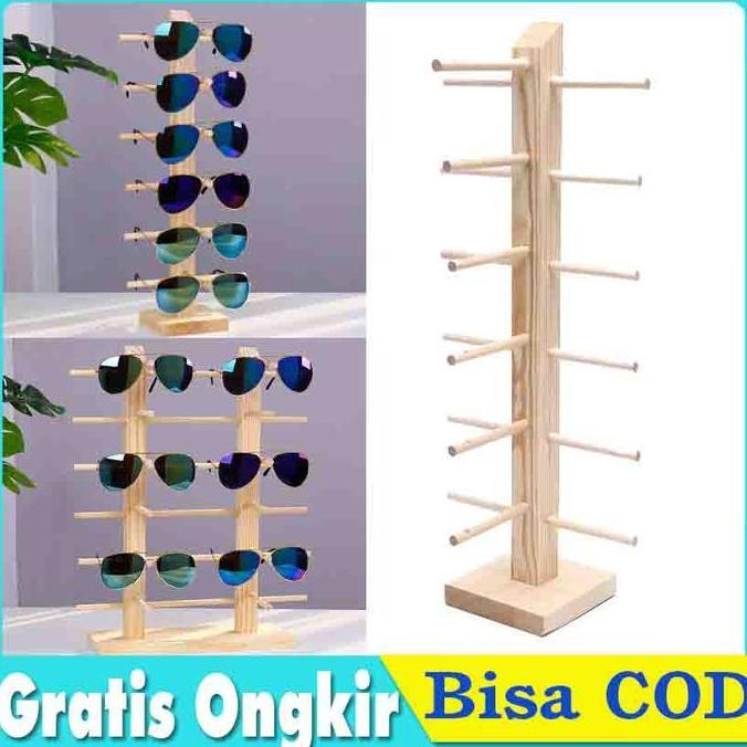 gantungan kacamata tempat kacamata pajangan rak kacamata kayu 12 pasan