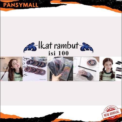 V011 Set 100pcs + Pouch Ikat Rambut Cewe Korea Warna Warni Lucu Simple Gratis ongkir