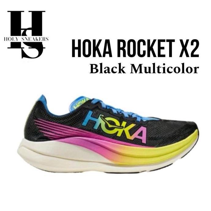 HOKA ROCKET X2 RUNNING SHOES - BLACK / MULTI