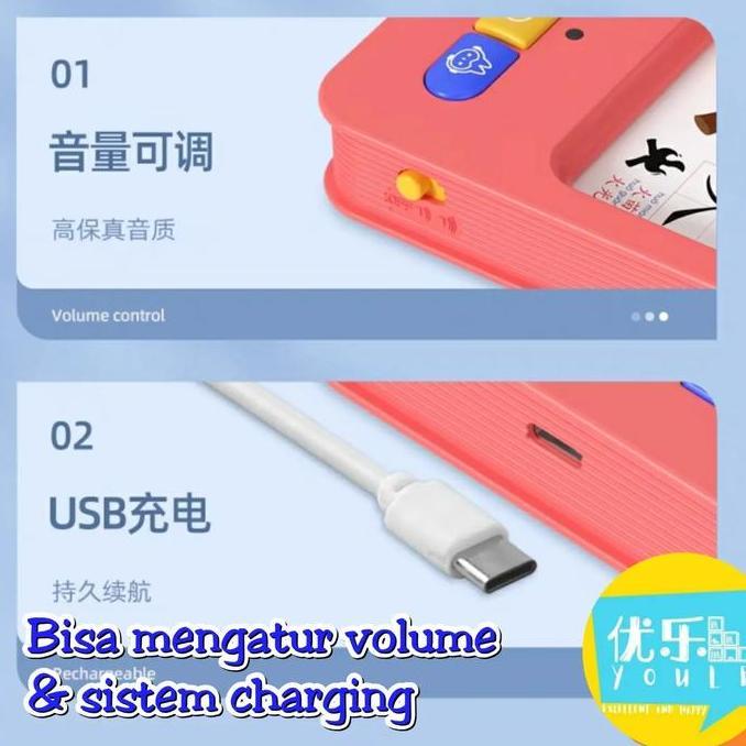 FLASHCARD READER MACHINE PENGANALAN HURUF MANDARIN ISI 500 HURUF KODE 265